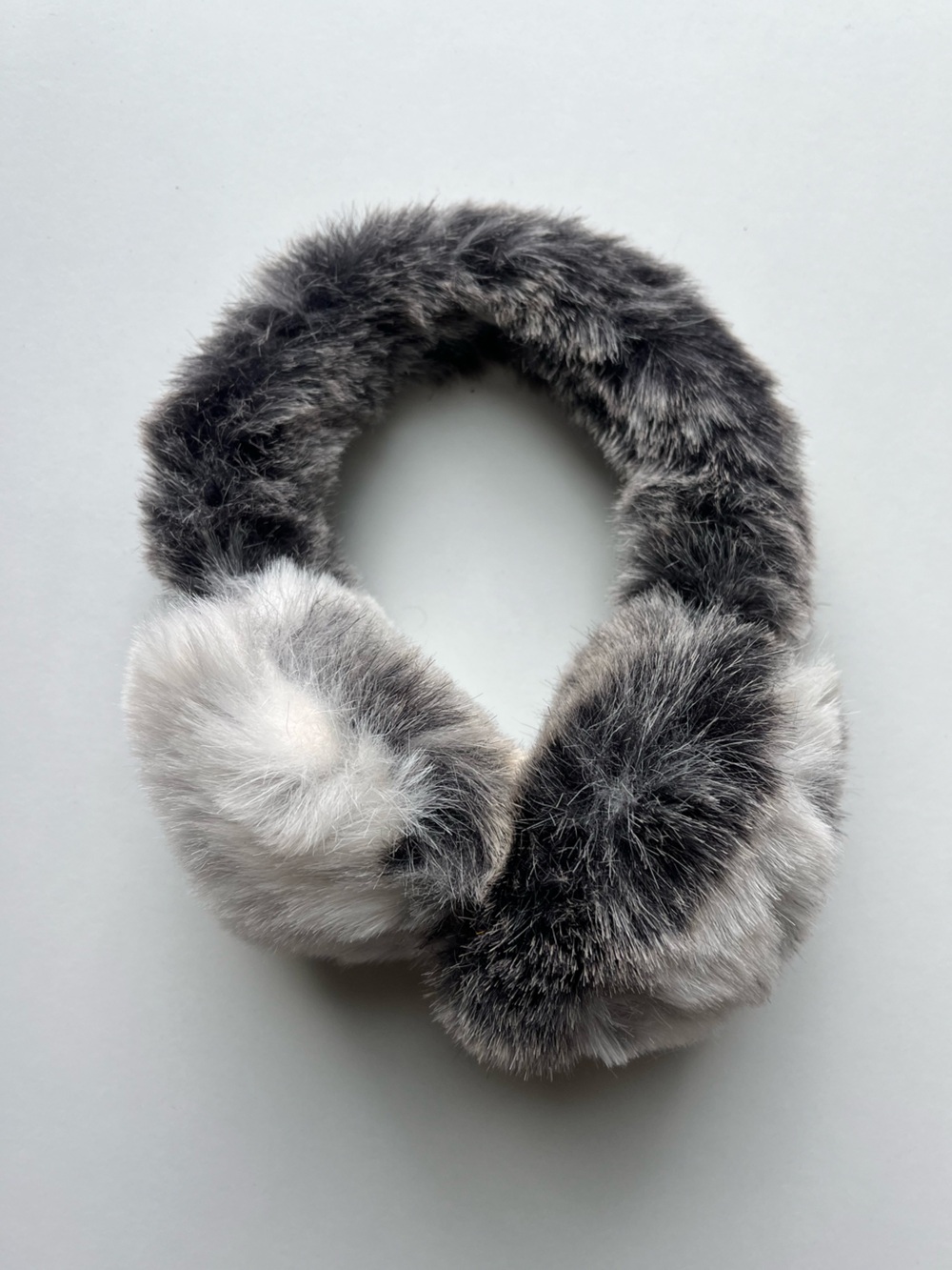 Forever 21 Two-Tone Faux Fur Ear Muffs - Gray & White